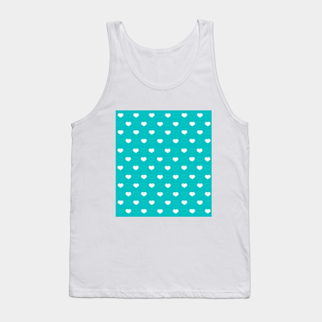 Hearts white on mint Tank Top by Crea Twinkles